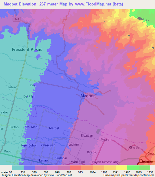 Magpet,Philippines Elevation Map