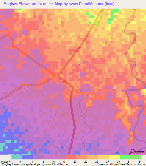 Magbay,Philippines Elevation Map