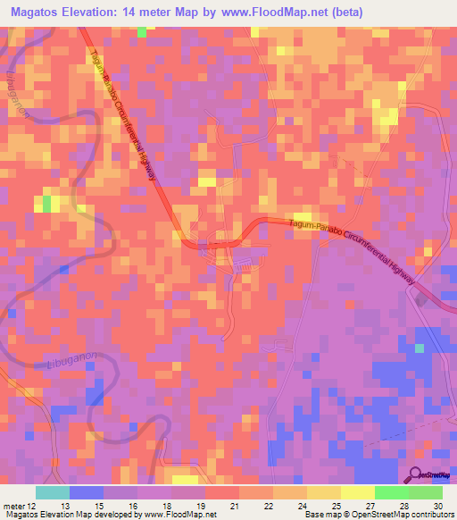 Magatos,Philippines Elevation Map