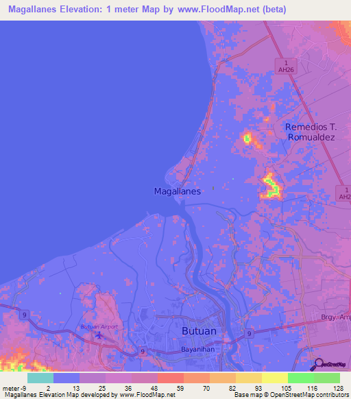 Magallanes,Philippines Elevation Map