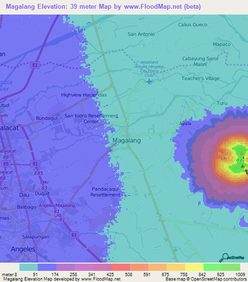 Magalang,Philippines Elevation Map