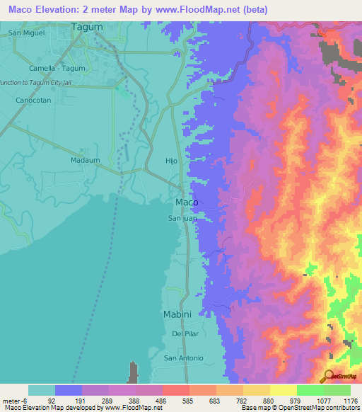 Maco,Philippines Elevation Map