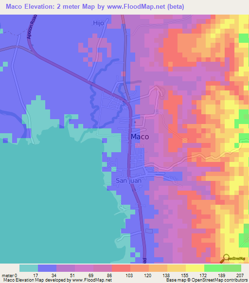 Maco,Philippines Elevation Map