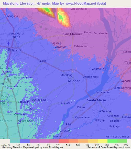 Macalong,Philippines Elevation Map