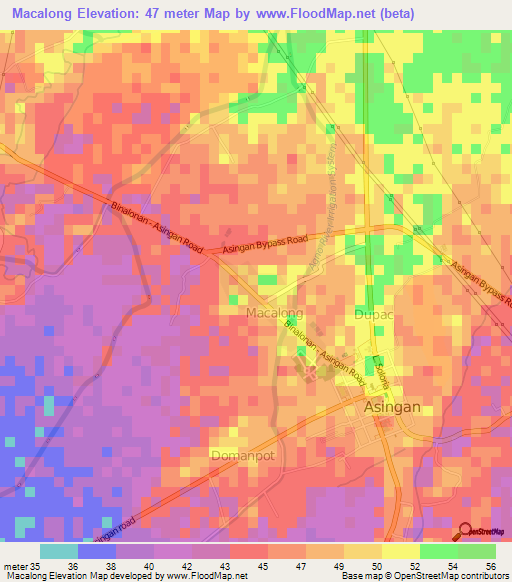 Macalong,Philippines Elevation Map