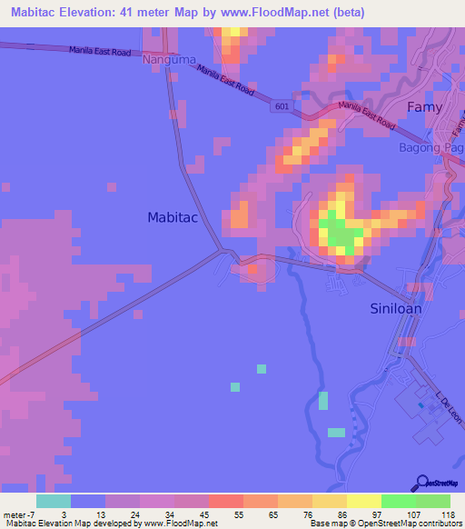 Mabitac,Philippines Elevation Map