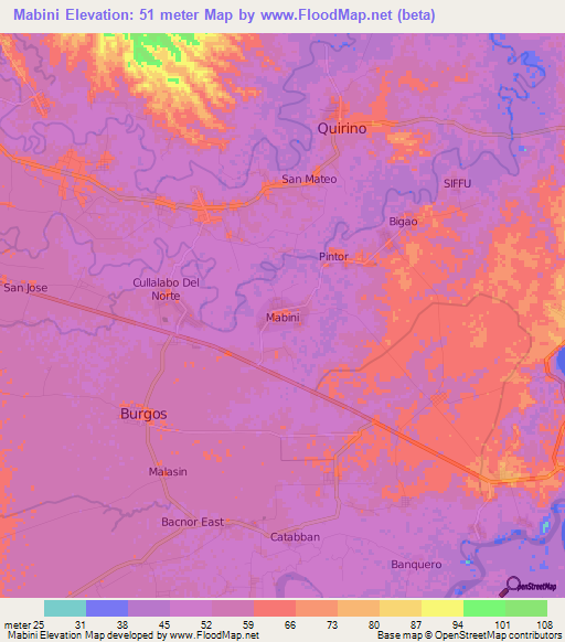 Mabini,Philippines Elevation Map