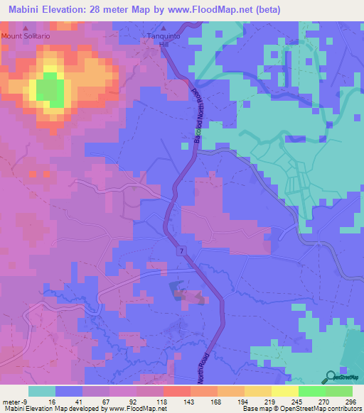 Mabini,Philippines Elevation Map