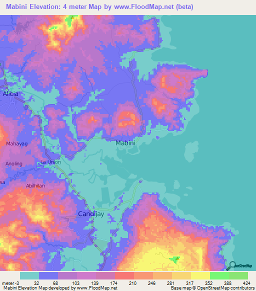 Mabini,Philippines Elevation Map