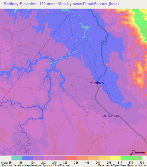 Mabinay,Philippines Elevation Map