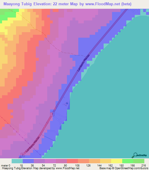 Maayong Tubig,Philippines Elevation Map