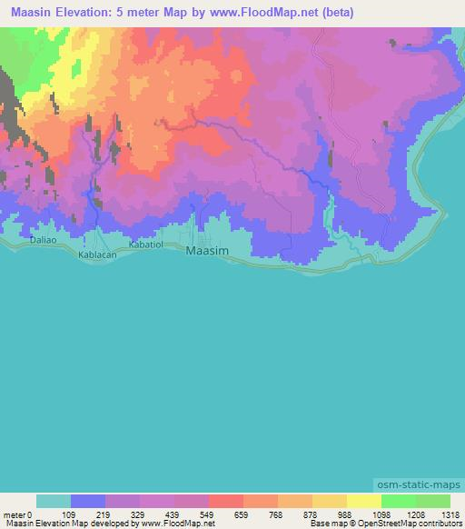 Maasin,Philippines Elevation Map