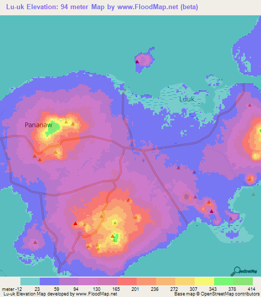 Lu-uk,Philippines Elevation Map