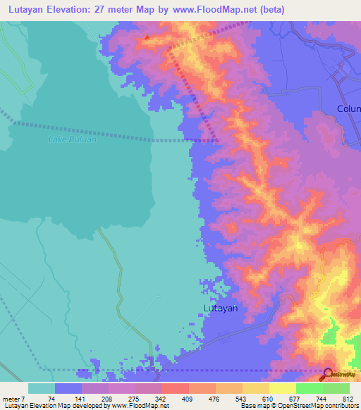 Lutayan,Philippines Elevation Map