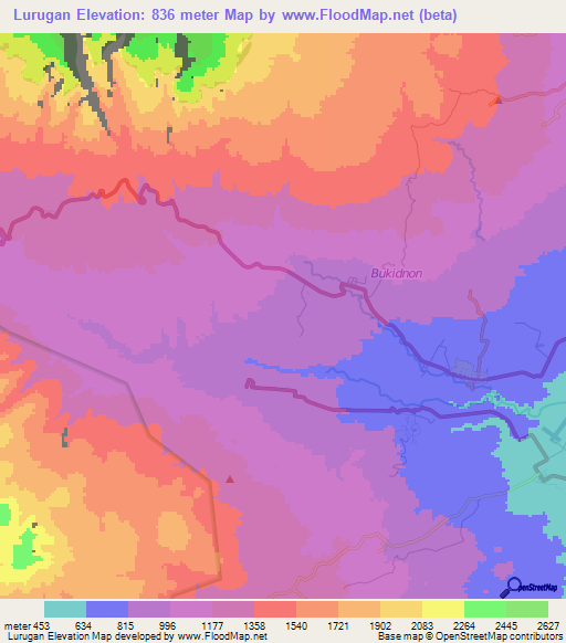 Lurugan,Philippines Elevation Map