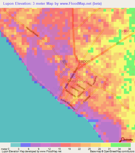 Lupon,Philippines Elevation Map