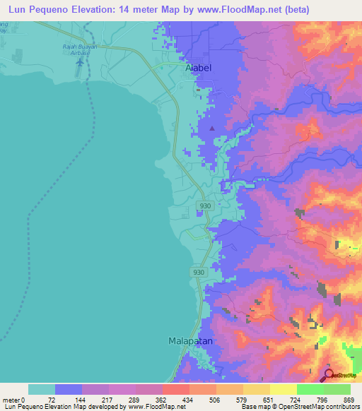 Lun Pequeno,Philippines Elevation Map