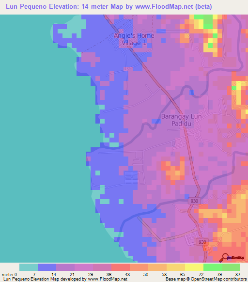 Lun Pequeno,Philippines Elevation Map