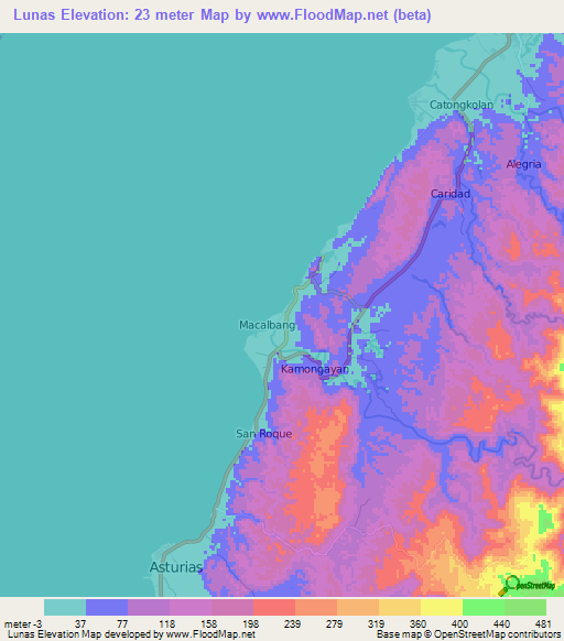 Lunas,Philippines Elevation Map