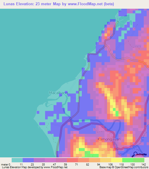 Lunas,Philippines Elevation Map