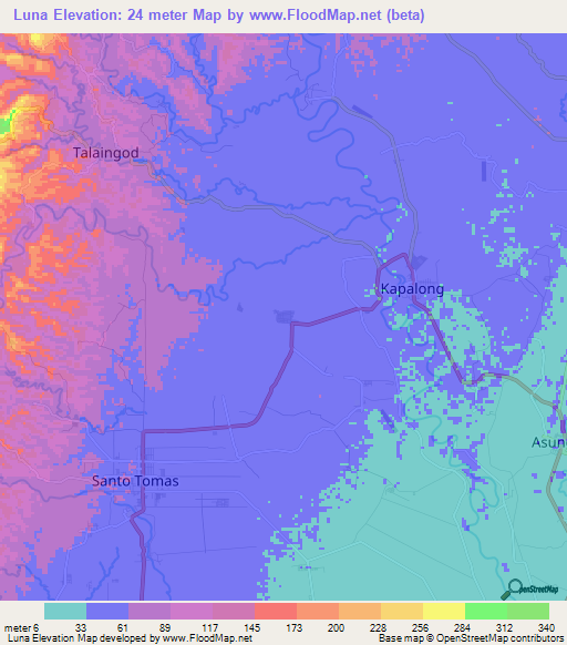 Luna,Philippines Elevation Map