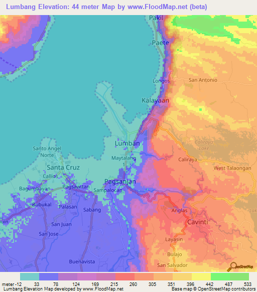 Lumbang,Philippines Elevation Map