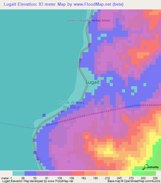 Lugait,Philippines Elevation Map