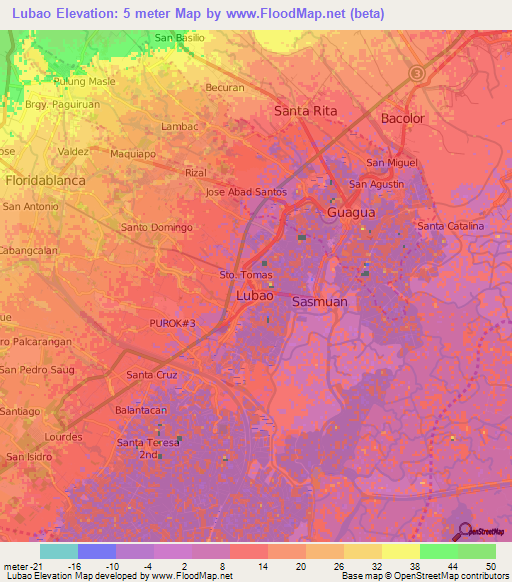 Lubao,Philippines Elevation Map