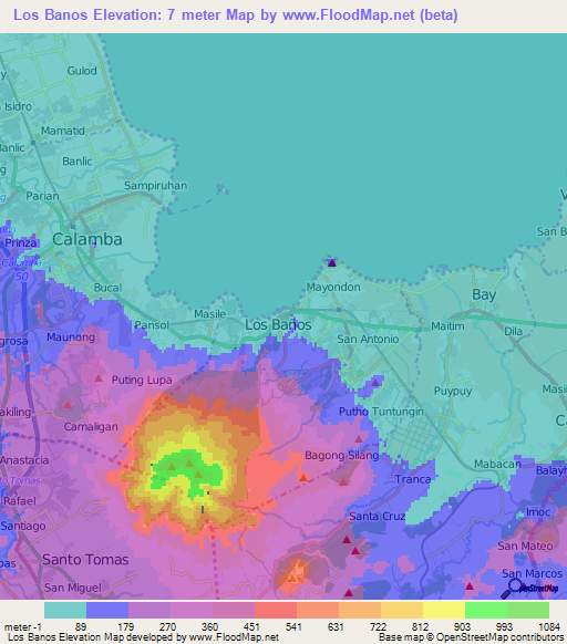 Los Banos,Philippines Elevation Map