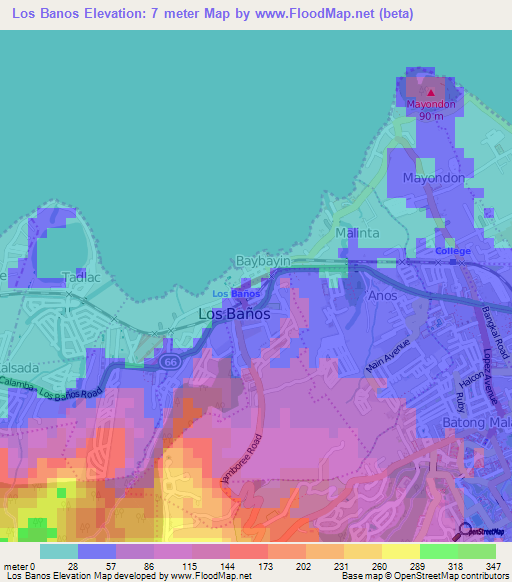Los Banos,Philippines Elevation Map