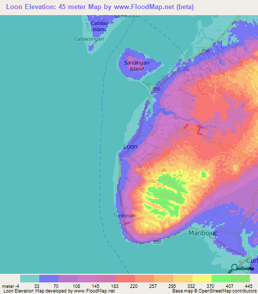 Loon,Philippines Elevation Map