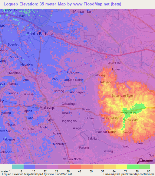 Loqueb,Philippines Elevation Map