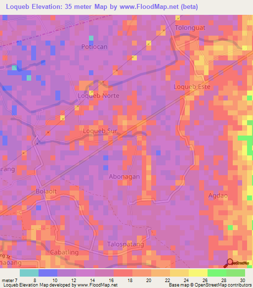 Loqueb,Philippines Elevation Map