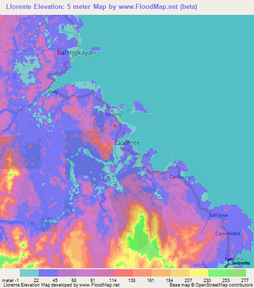 Llorente,Philippines Elevation Map