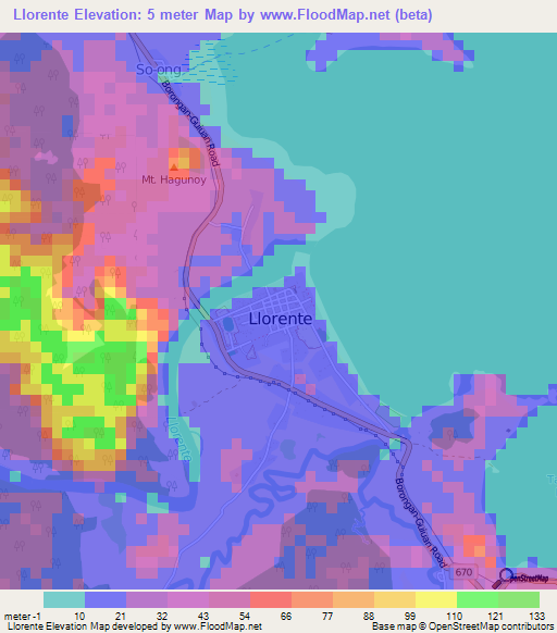 Llorente,Philippines Elevation Map