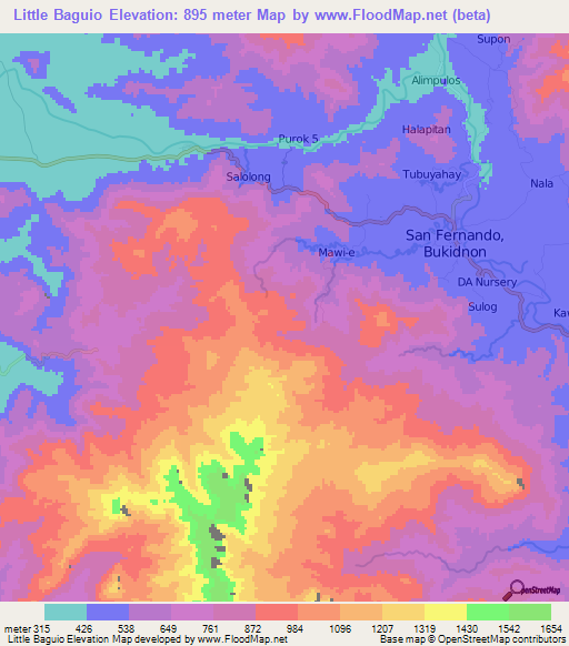 Little Baguio,Philippines Elevation Map