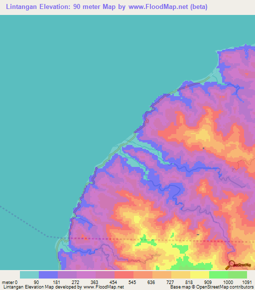 Lintangan,Philippines Elevation Map
