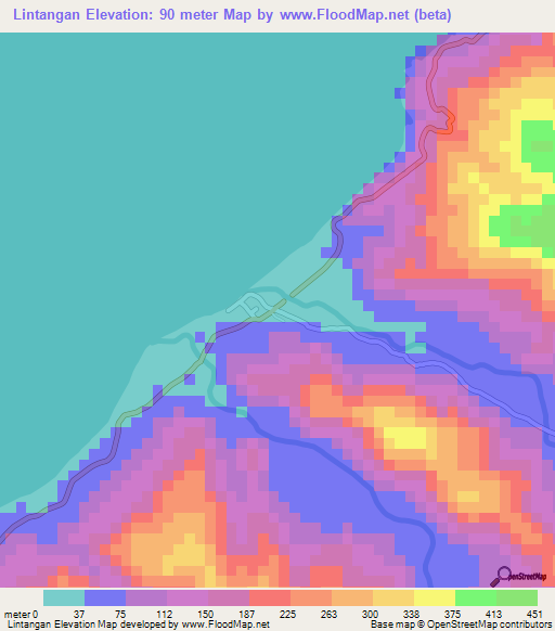 Lintangan,Philippines Elevation Map