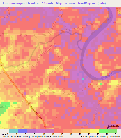 Linmansangan,Philippines Elevation Map