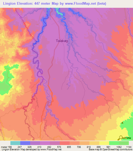 Lingion,Philippines Elevation Map