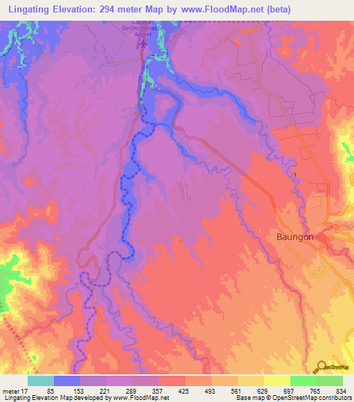 Lingating,Philippines Elevation Map