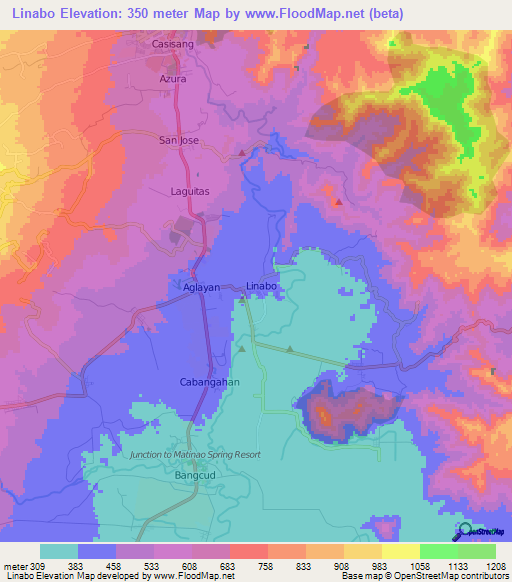 Linabo,Philippines Elevation Map