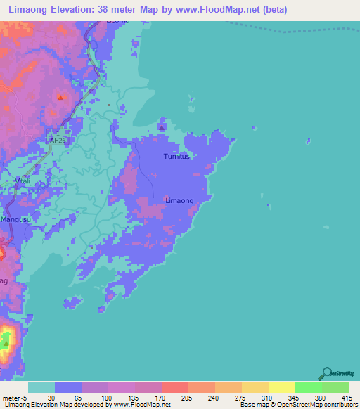 Limaong,Philippines Elevation Map