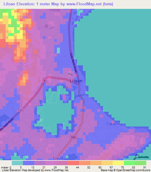 Liloan,Philippines Elevation Map