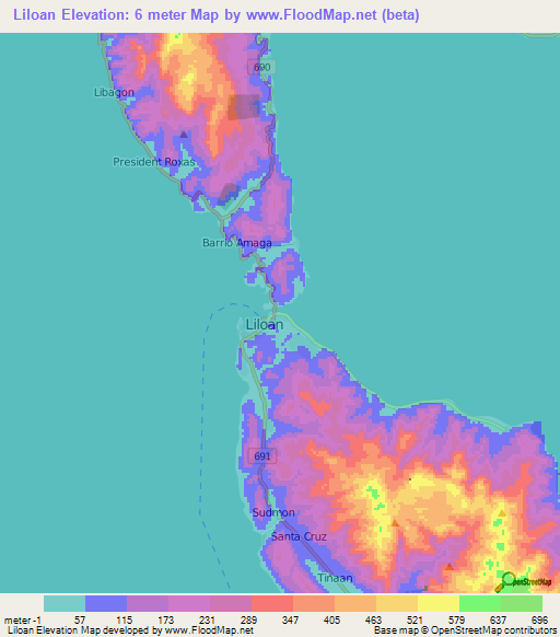 Liloan,Philippines Elevation Map