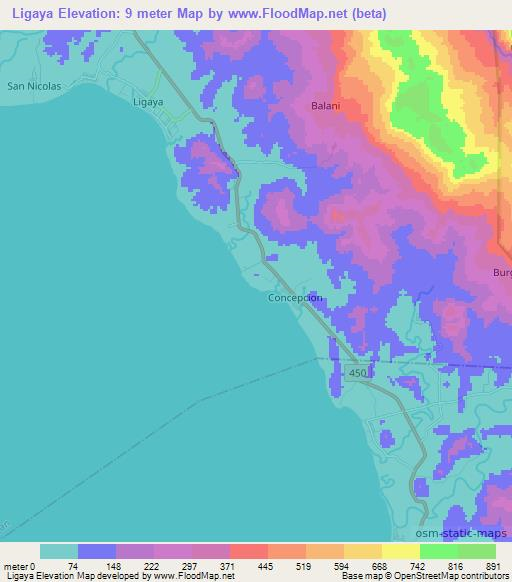 Ligaya,Philippines Elevation Map