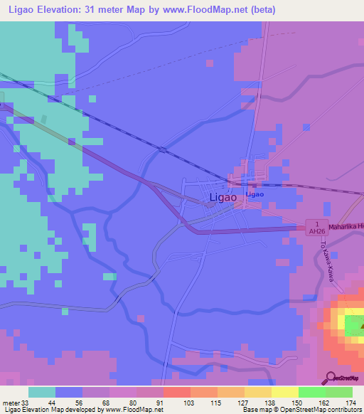 Ligao,Philippines Elevation Map