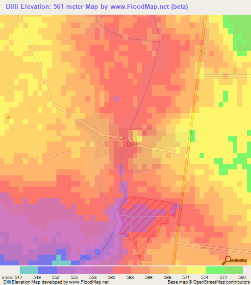 Dilli,Syria Elevation Map