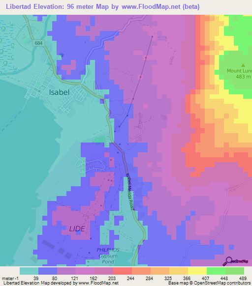 Libertad,Philippines Elevation Map