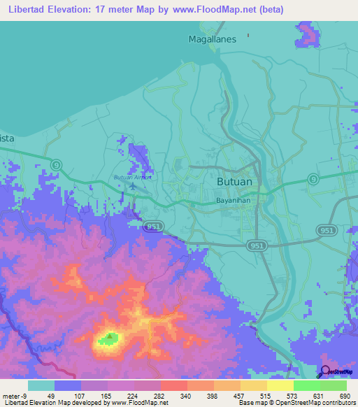 Libertad,Philippines Elevation Map